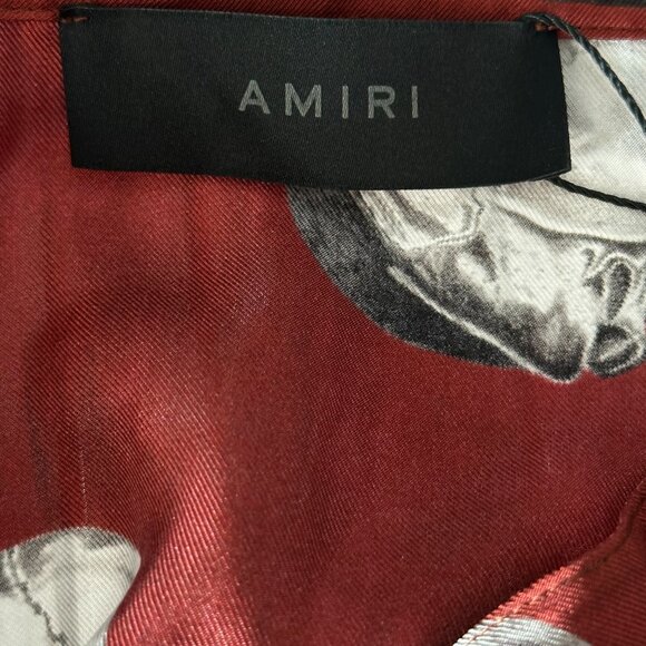 Amiri Red Skulls Silk Button Up Shirt - Picture 3 of 4